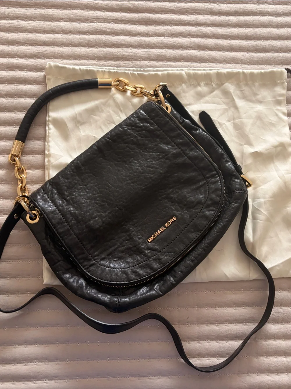 Michael Kors Stanthrope Lamb Leather convertible saddle bag